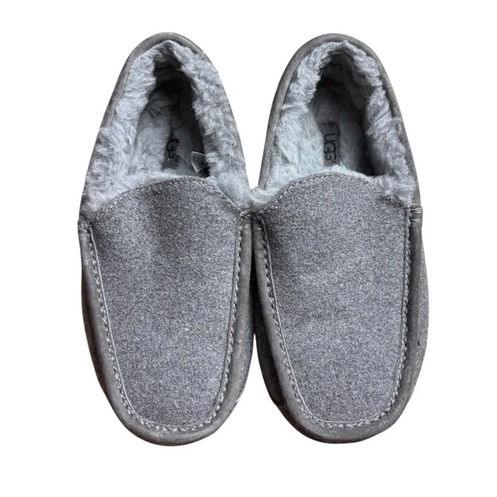 UGG Ascot Gray Wool Slippers w/Wool Fleece Lining – Men’s Sz 7/Women’s 8.5